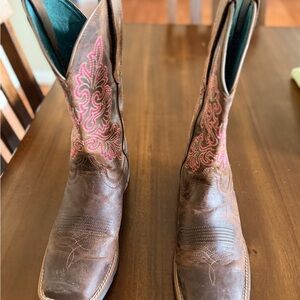 Ariat Women's Brown Boots with Pink Stitching